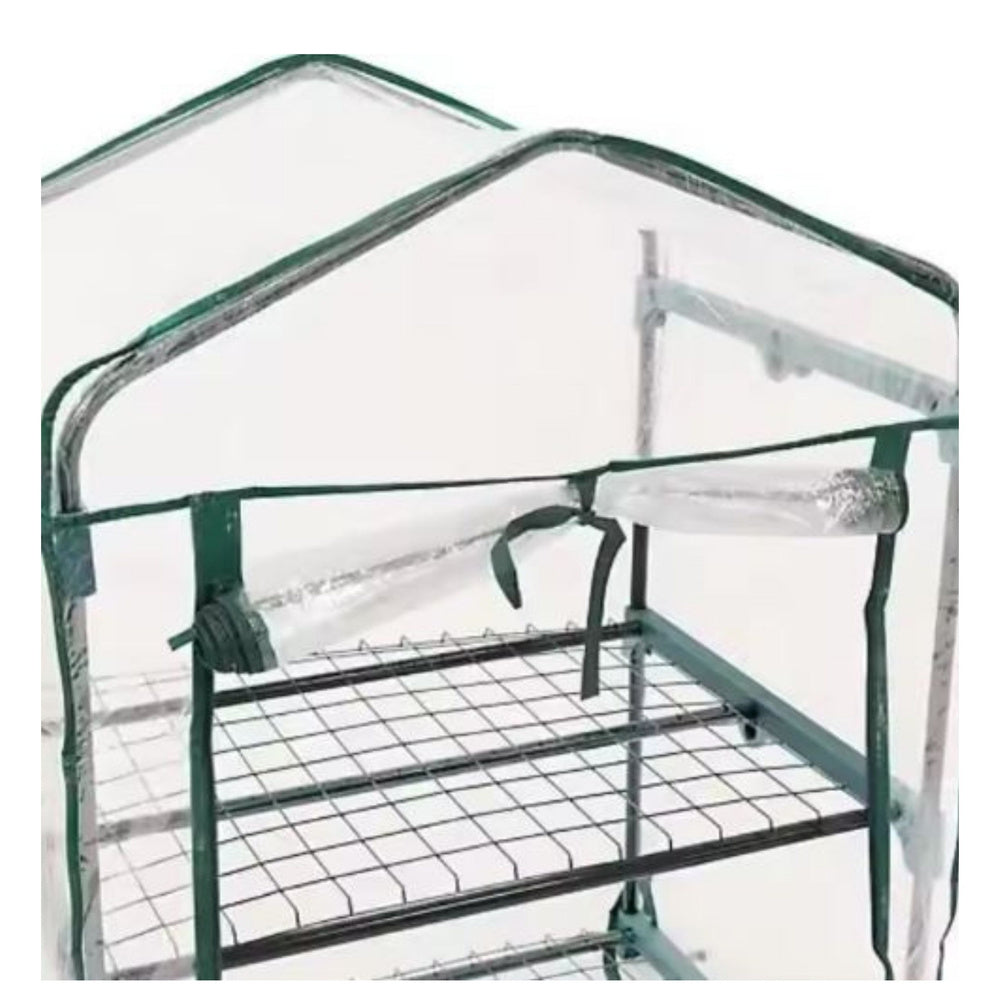 Mini greenhouse for balcony and garden, 4 metal shelves, PVC cover, 69 x 49 x 157 cm (2)