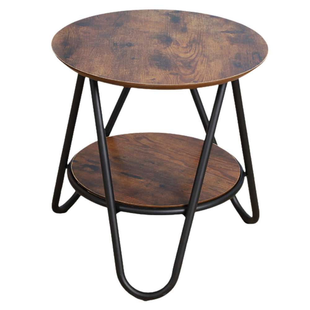 Round coffee table with additional storage, industrial vintage, 40x42cm (2)
