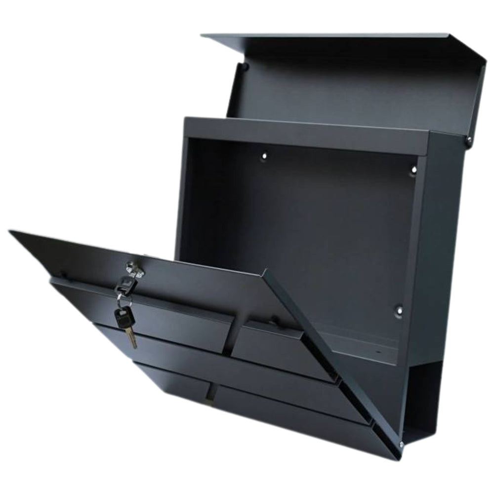 Large mailbox for letters and newspapers, anthracite, 37x37x11 cm (2)
