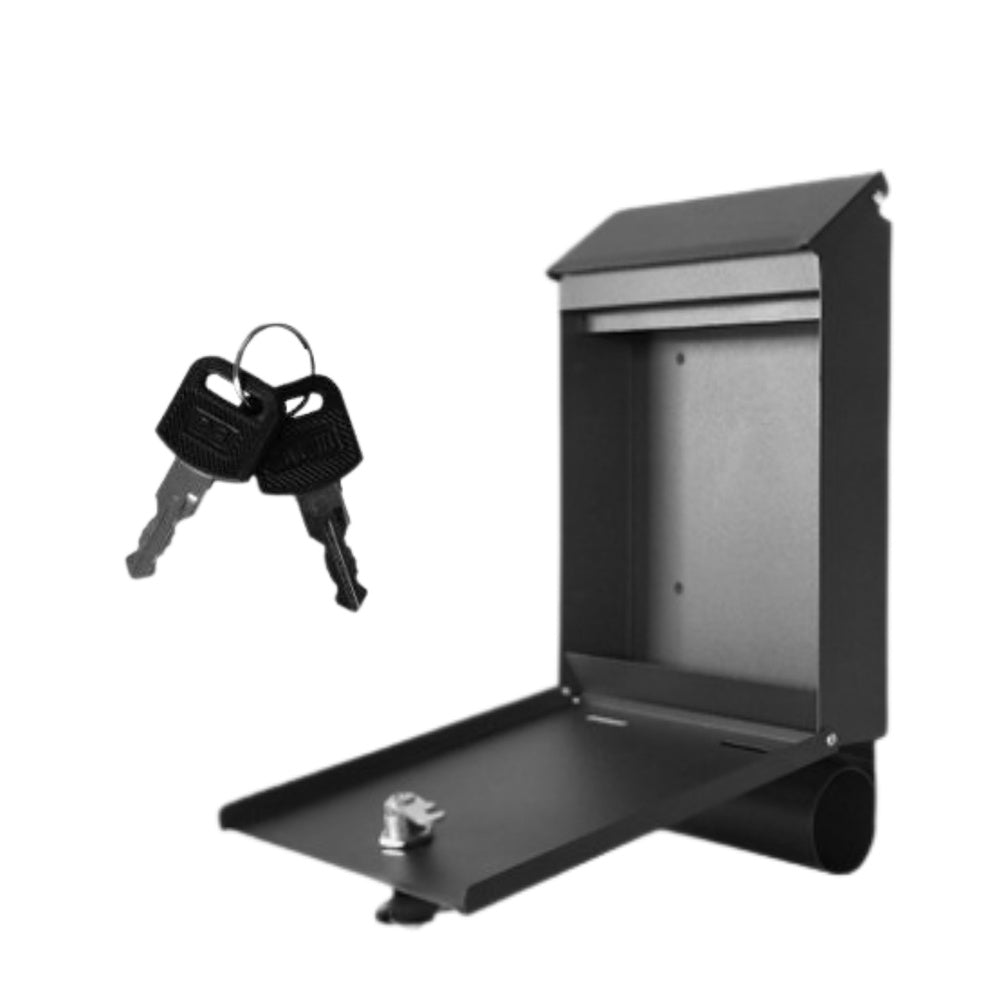 Mailbox for letters and newspapers, black galvanized steel, 32.5 x 22.5 x 9.5 cm