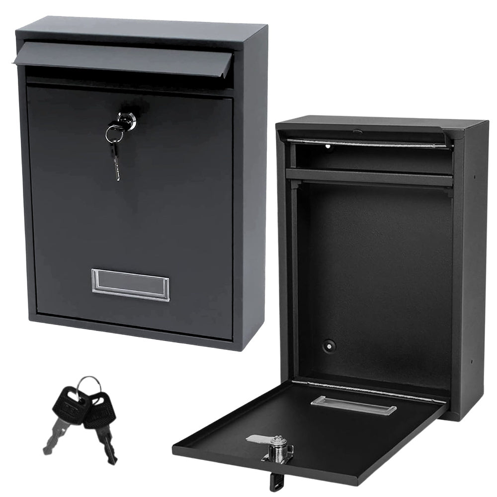 Letterbox for mail, galvanized steel, black, 32x21.5x8.5cm