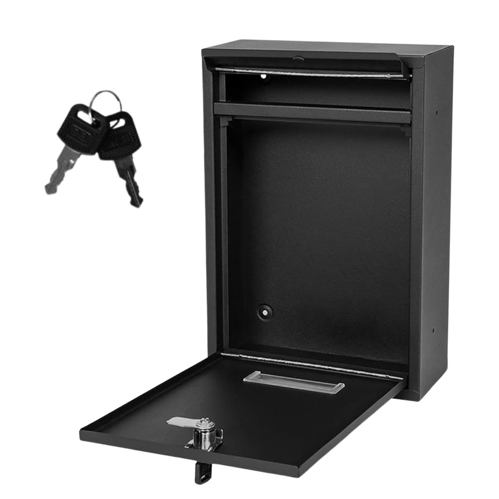 Letterbox for mail, galvanized steel, black, 32x21.5x8.5cm (2)