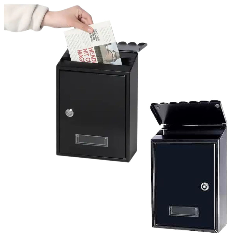 Letter box for mail, galvanized steel, black, 26.5x18.5x6.5cm (2)