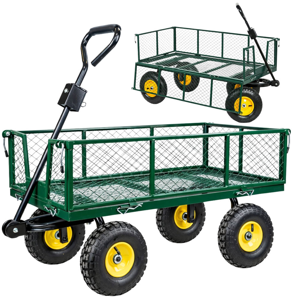 Foldable garden transport wagon, steel trailer, 200 kg