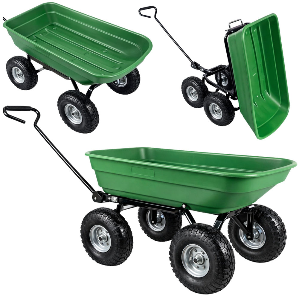 Garden transport cart with removable tipping tub, green, 120 kg