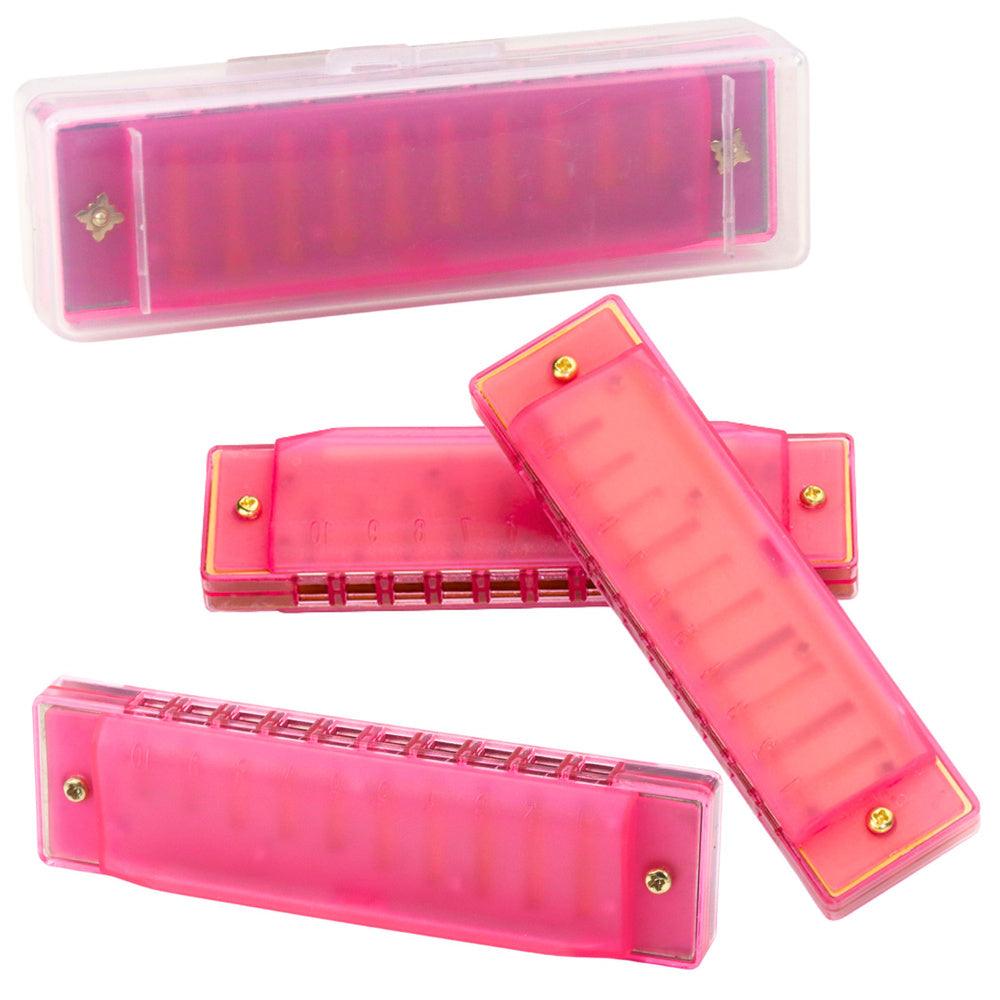 10-hole harmonica for beginners, pink case