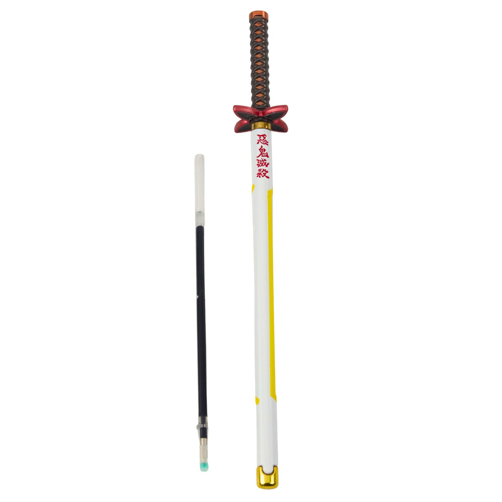 Katana Sword Anime Ballpoint Pen Metal Black Ink Refillable White and Yellow (2)
