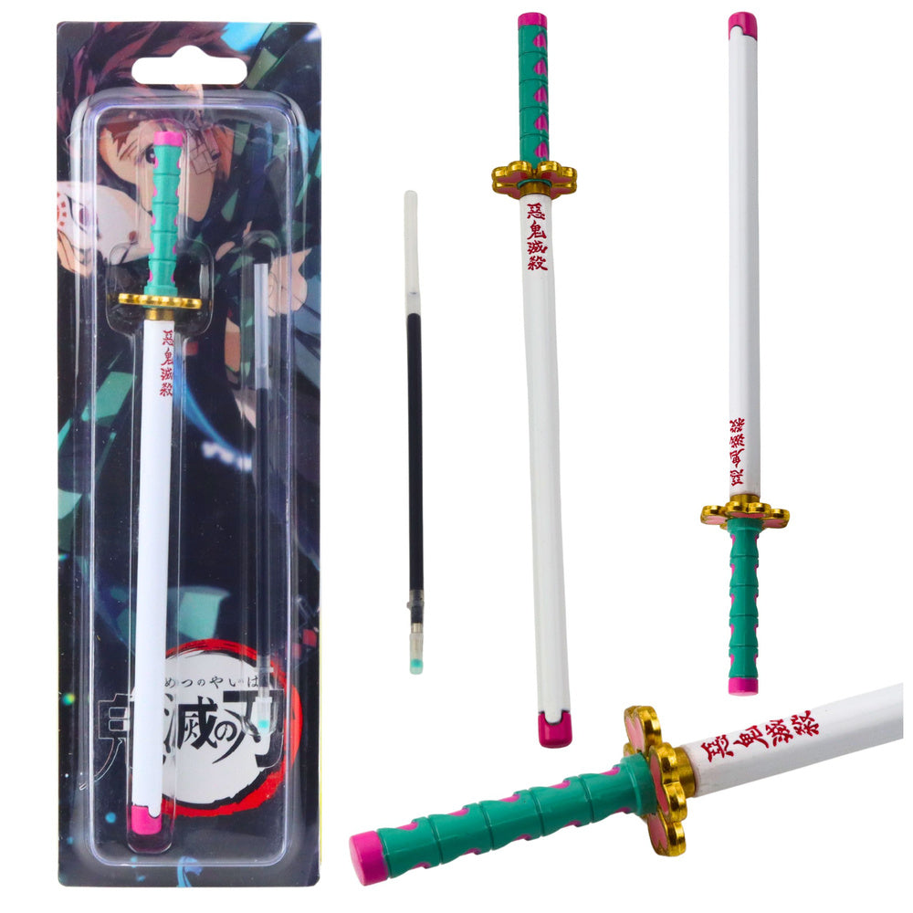 Katana Sword Anime Ballpoint Pen Metal Black Ink Refillable Turquoise