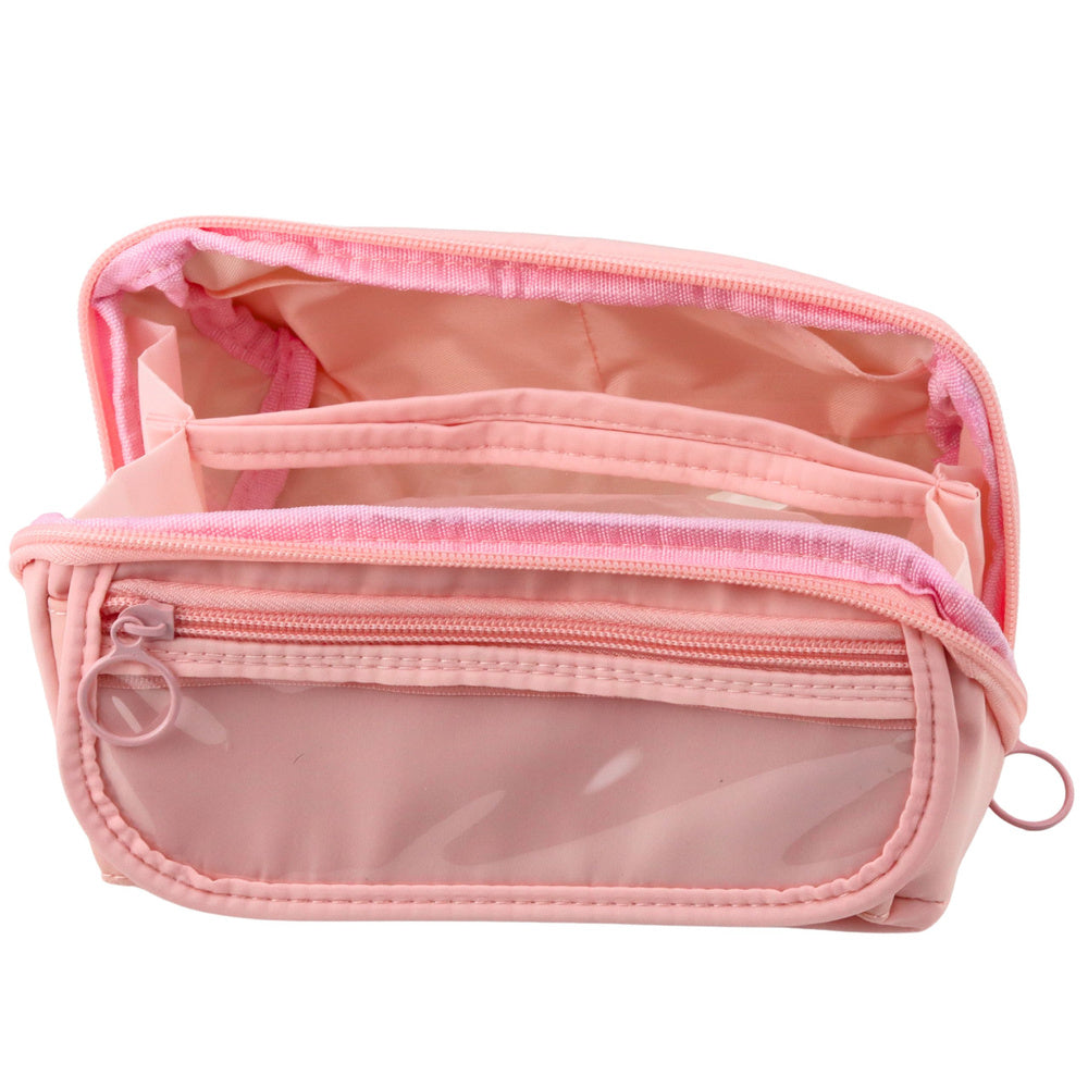 Pencil case school set, expandable, spacious, pink, 20x10cm (2)
