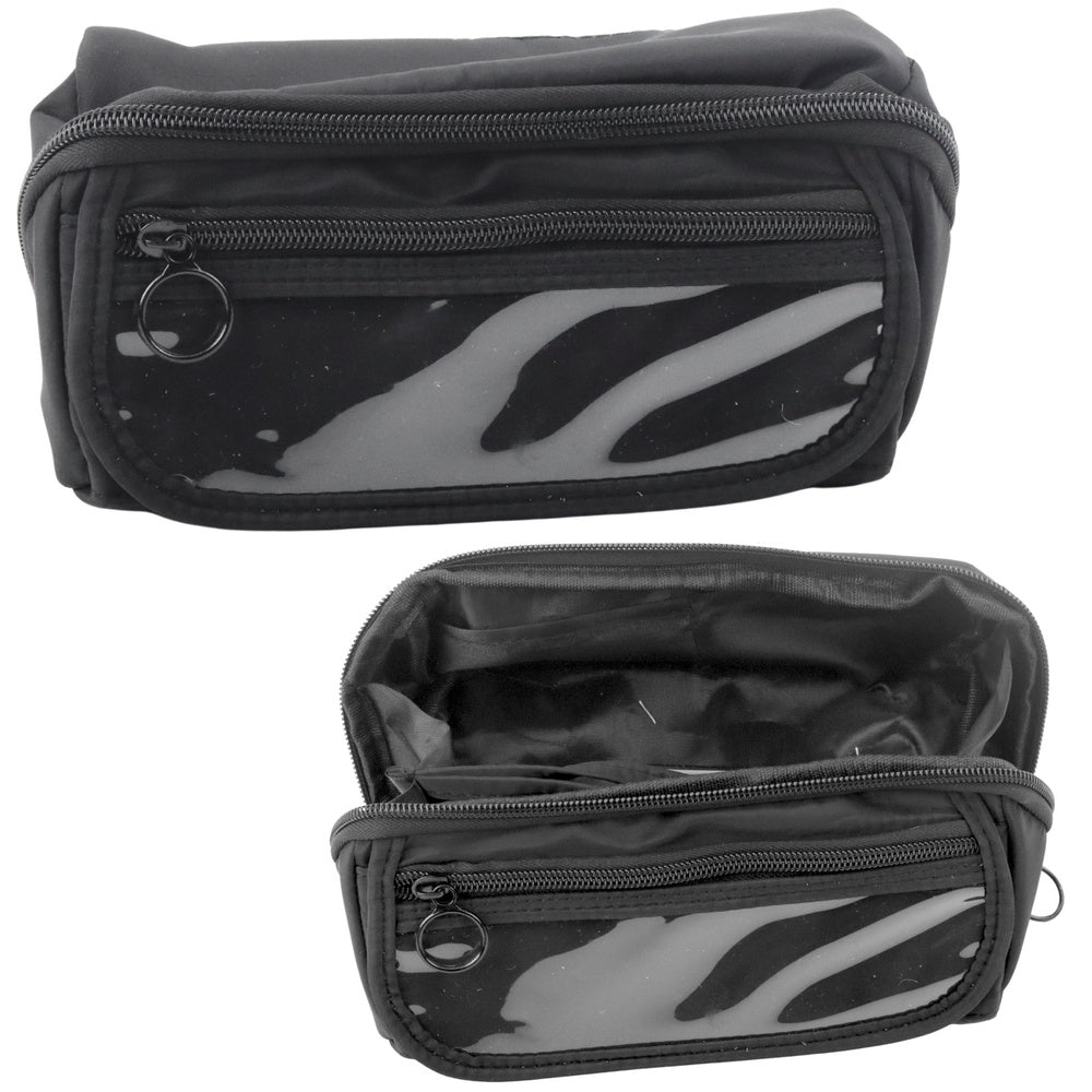 Pencil case school set, expandable, spacious, black, 20x10cm