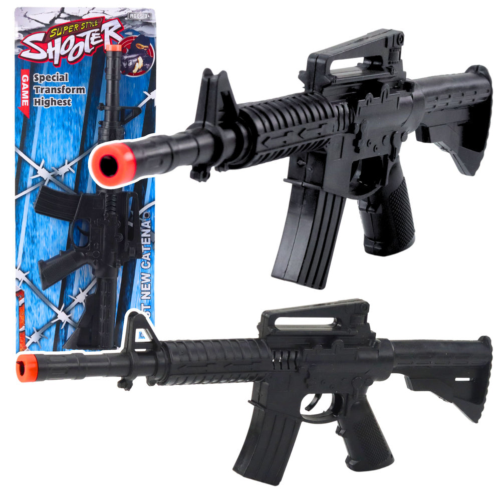 Toy rifle with mechanical firing sound, black 32cm
