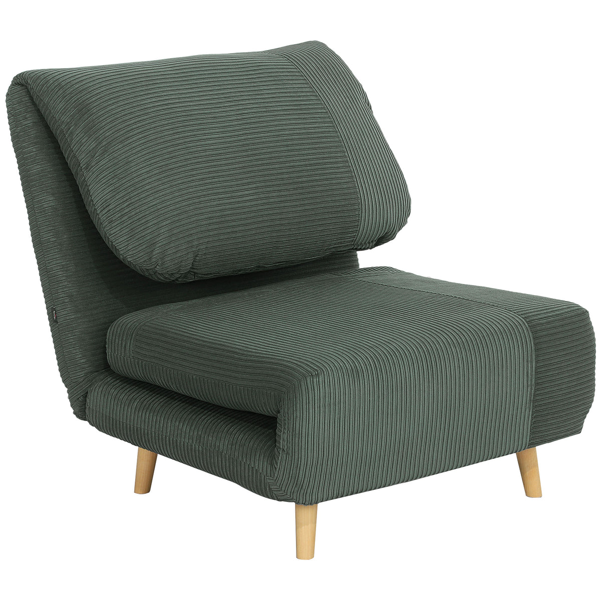 2-in-1 Sleeper Chair Guest Bed, Adjustable Headrest Corduroy Look 82 cm x 87 cm x 89 cm Green