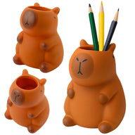 Capybara pen holder figurine, brown, 10 x 7 cm