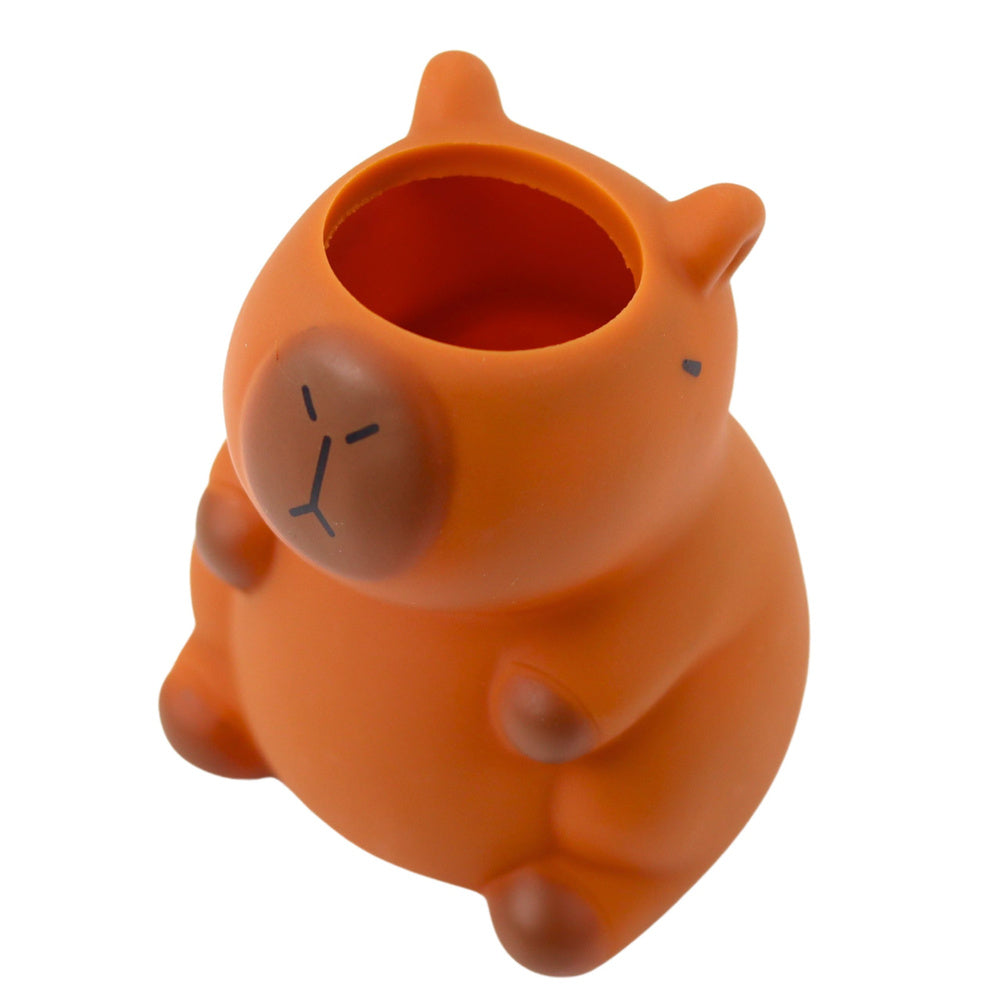 Capybara pen holder figurine, brown, 10 x 7 cm (2)