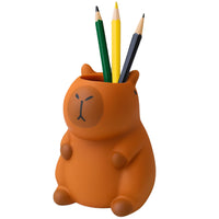 Capybara pen holder figurine, brown, 10 x 7 cm (4)