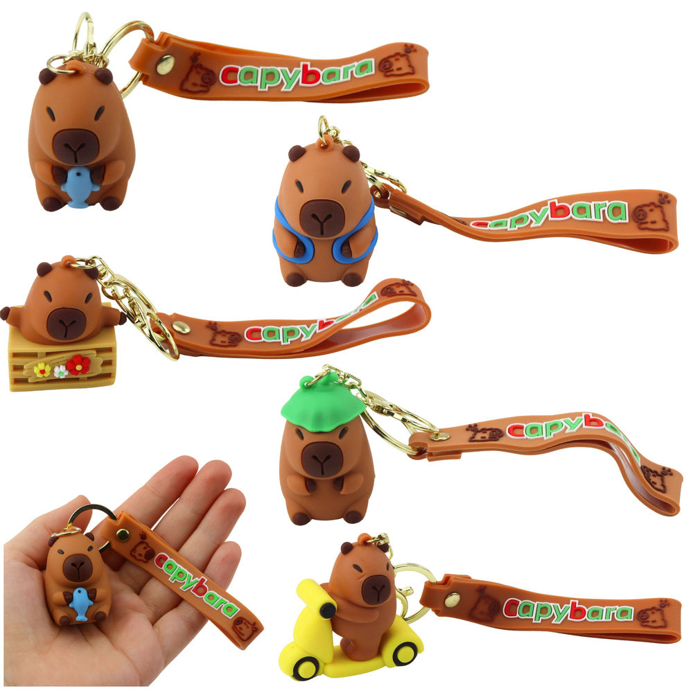 Capybara figure keychain, charm, lobster claw clasp, assorted