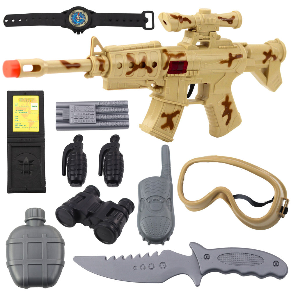 Militär-Gewehr-Set mit Gewehrzubehör Schussgeräusch Sand
