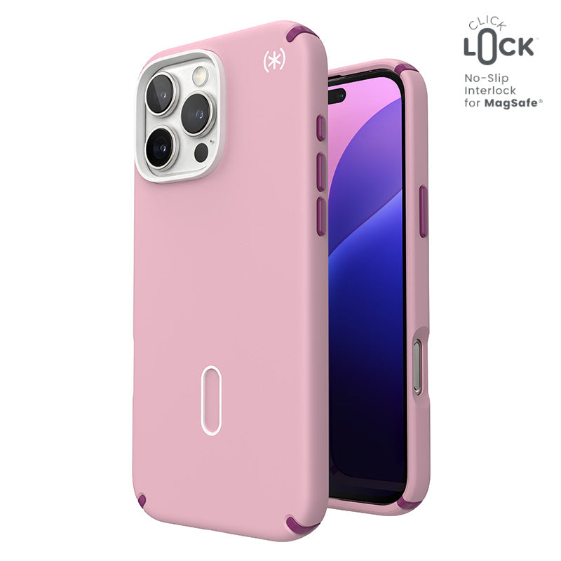 Speck Presidio2 Pro ClickLock & MagSafe Case - iPhone 16 Pro Max (dusty pink / raspberry purple / white)