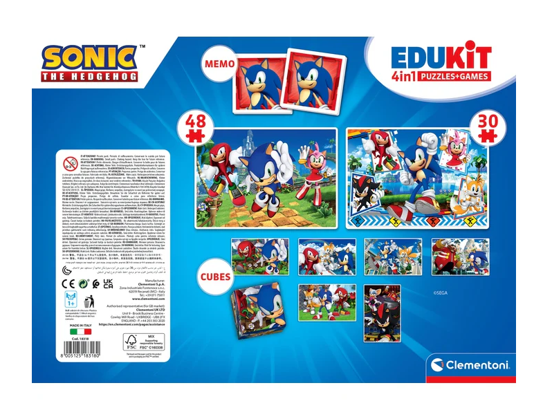 SONIC Clementoni 18318 Puzzle, Memo & Building Blocks Educational Set (6)