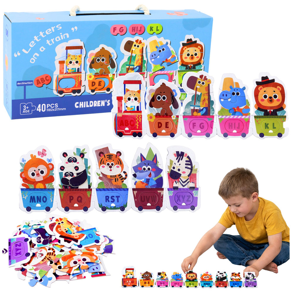 Learning puzzle for toddlers: Alphabet train with animals, 40 pieces
