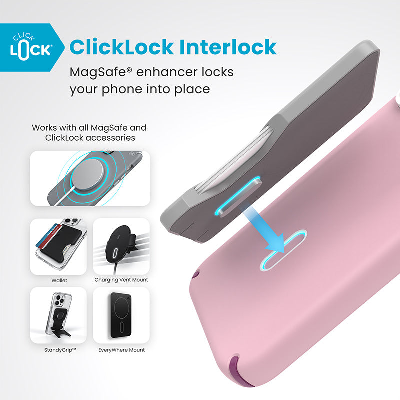 Speck Presidio2 Pro ClickLock & MagSafe Case - iPhone 16 Pro Max (dusty pink / raspberry purple / white) (2)