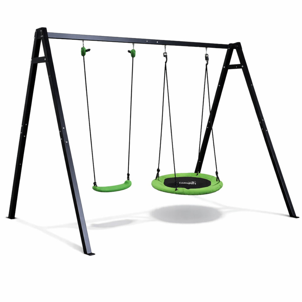 Garden swing stork nest seat 2-in-1 frame black 260x173 cm