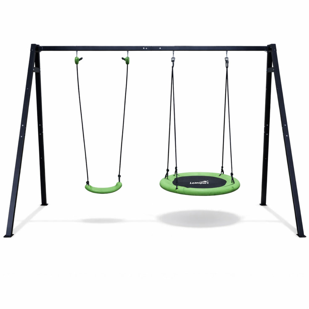 Garden swing stork nest seat 2-in-1 frame black 260x173 cm (2)
