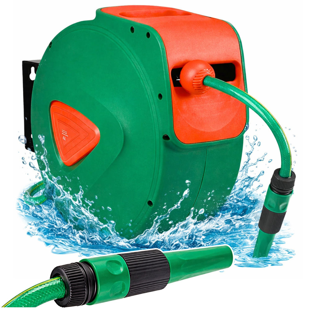 Automatic wall-mounted hose reel with 20 m + 2 m garden hose