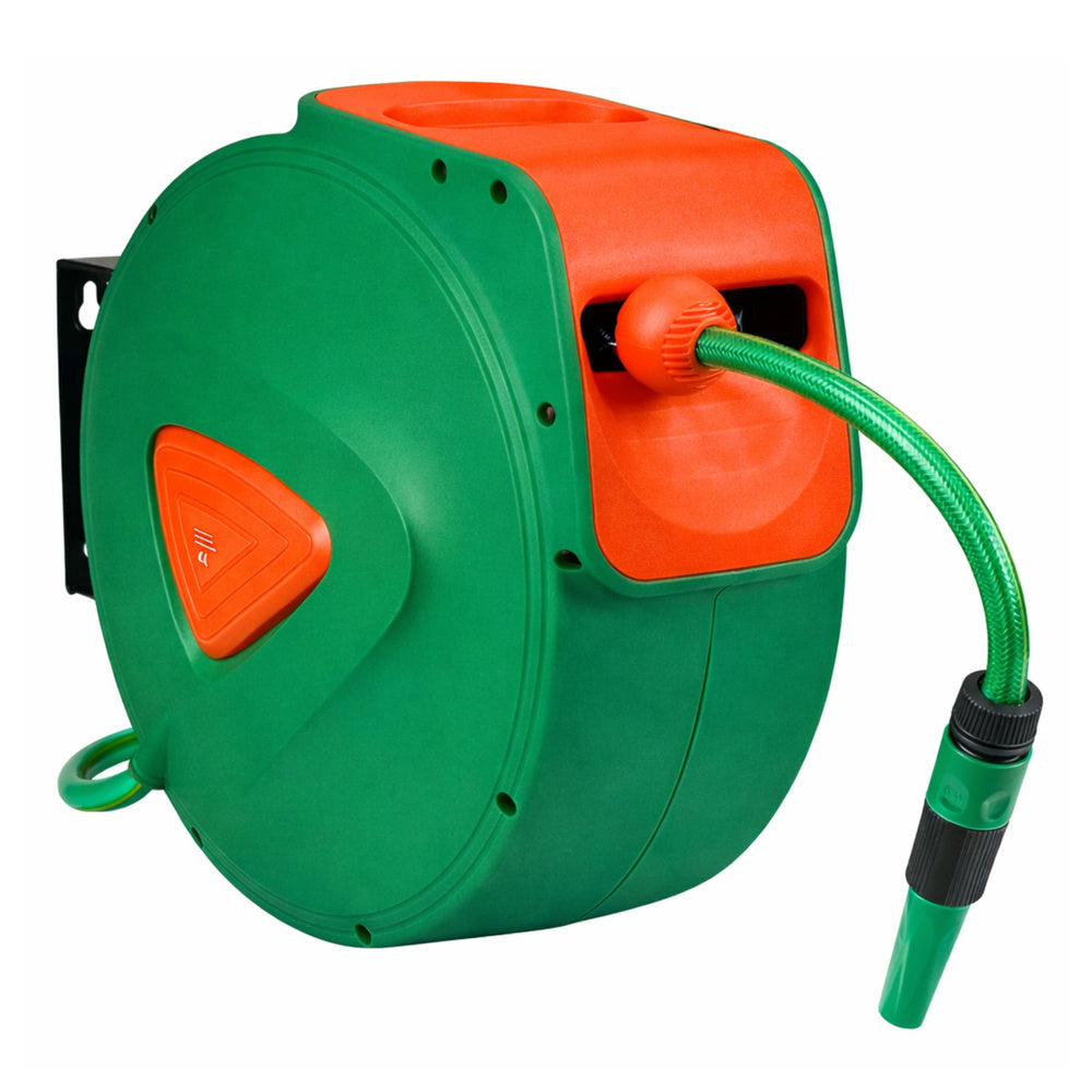 Automatic wall-mounted hose reel with 30 m + 2 m garden hose