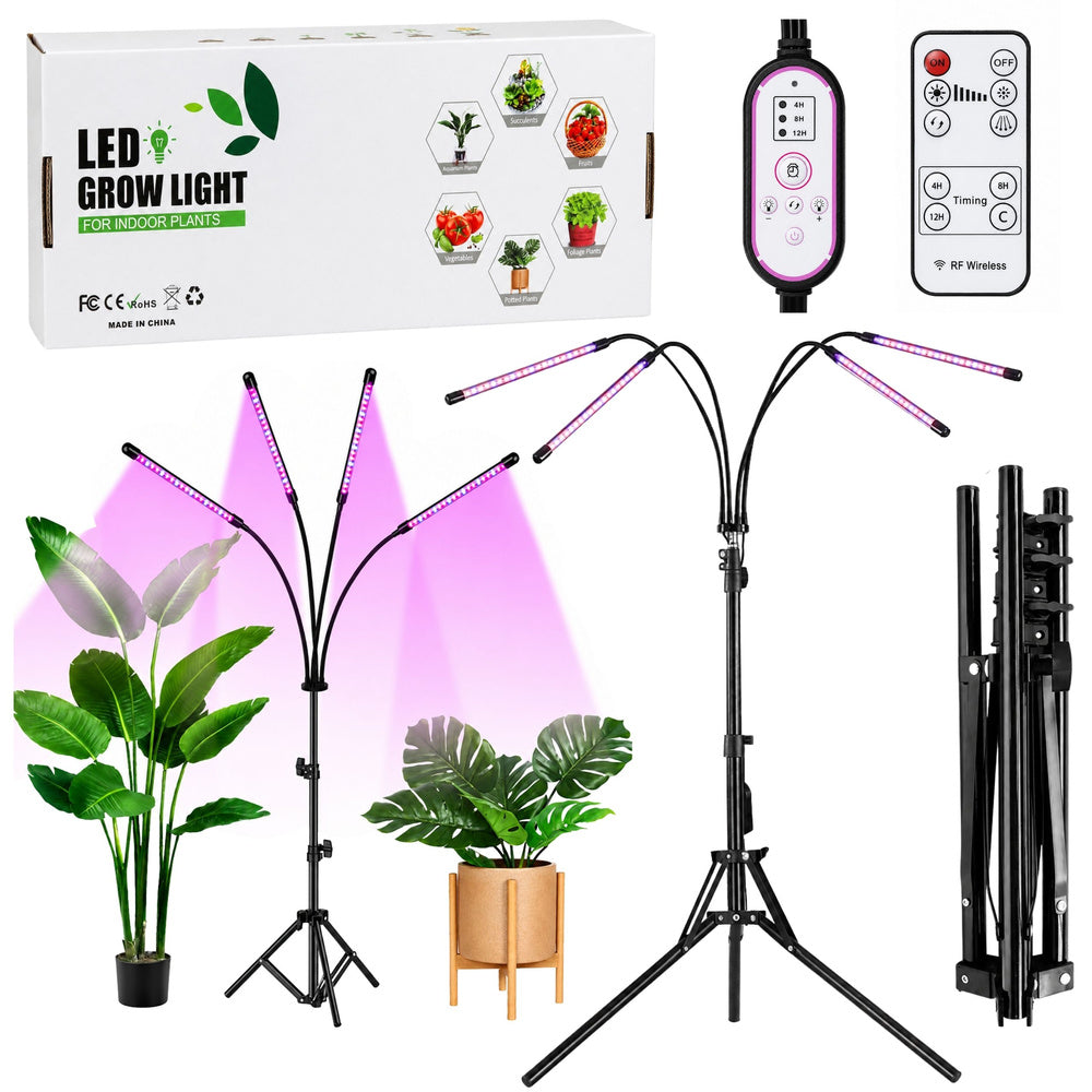 LED lamp for growing crops and plant lighting, 4-section stand, remote control