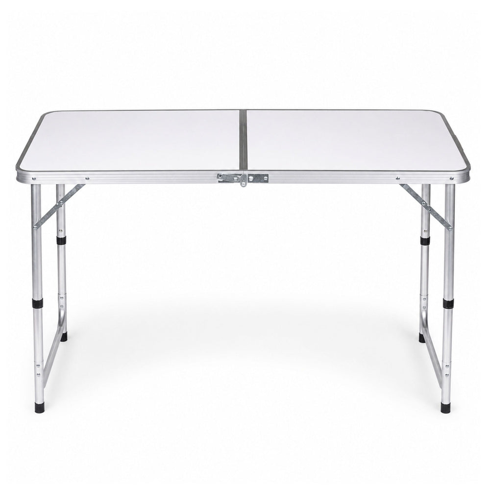 Folding camping table, height-adjustable, suitcase style, white (2)