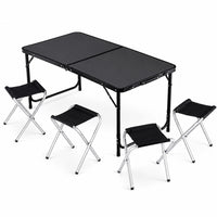 Camping furniture set, folding table, 4 stools, black suitcase (2)