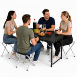 Camping furniture set, folding table, 4 stools, black suitcase (3)
