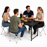 Camping furniture set, folding table, 4 stools, black suitcase (3)