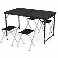 Camping furniture set, folding table, 4 stools, black suitcase (4)