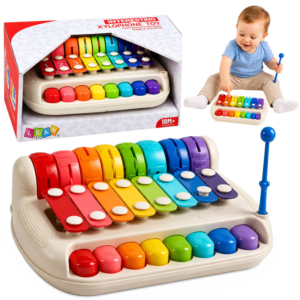 Kids' Xylophone Piano, Colorful Musical Instrument, 2-in-1 Drumstick