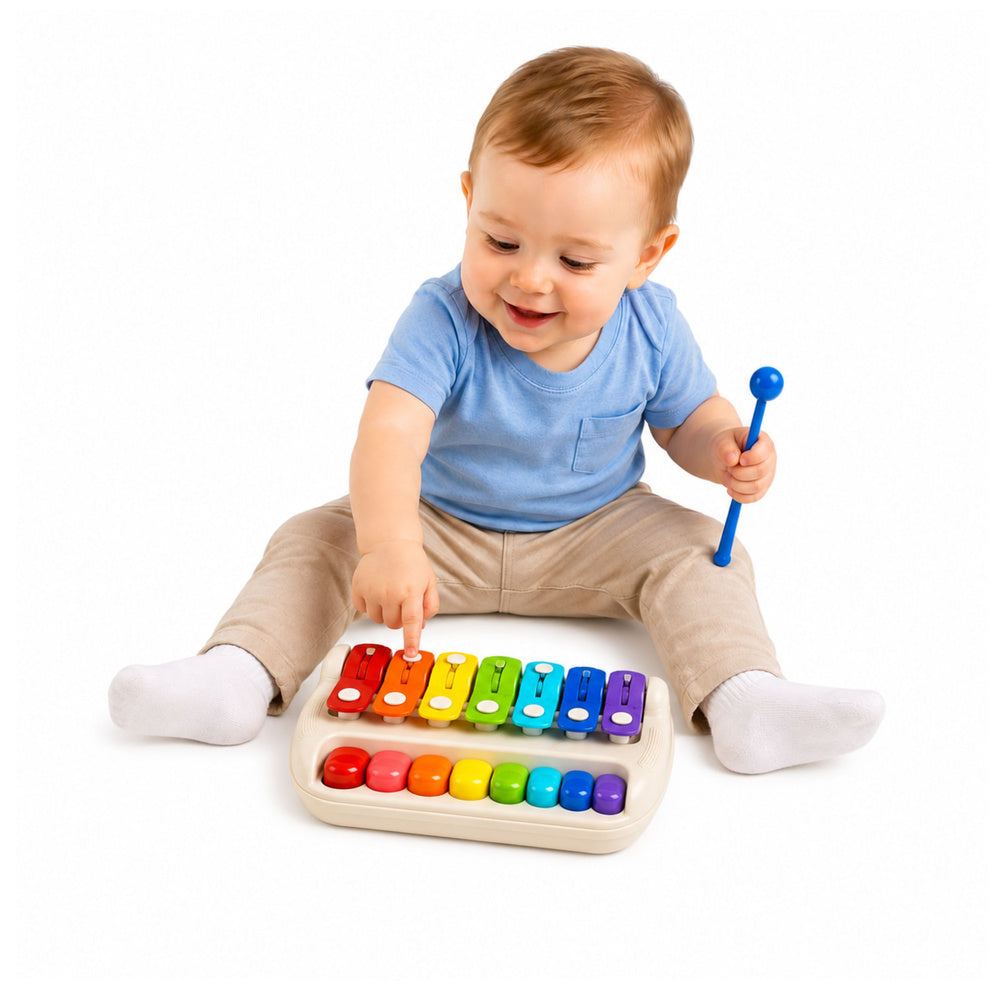 Kids' Xylophone Piano, Colorful Musical Instrument, 2-in-1 Drumstick