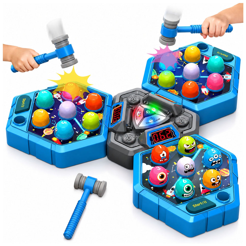 Whack-A-Mole Creatures 3-player arcade game, 3 modes, light-up hammers (2)