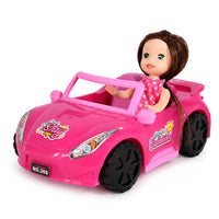 Mini doll in convertible set with dog figure, pink (2)