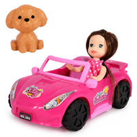 Mini doll in convertible set with dog figure, pink (4)