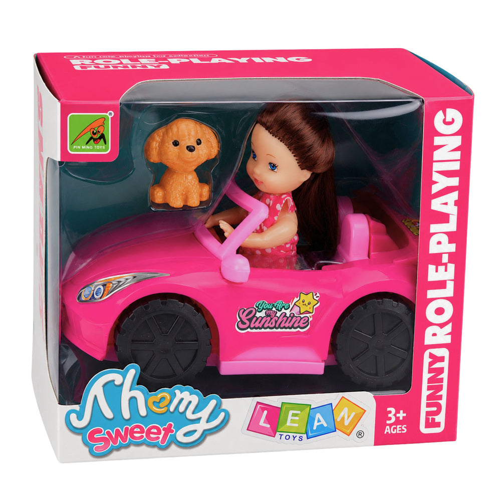 Mini doll in convertible set with dog figure, pink (5)