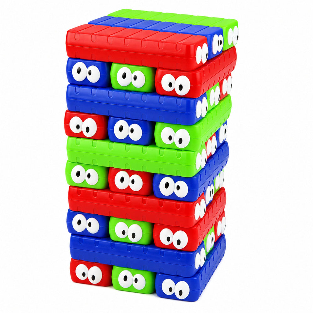 Skill game tower of blocks with eyelet cubes, colorful, 30 pieces (2)