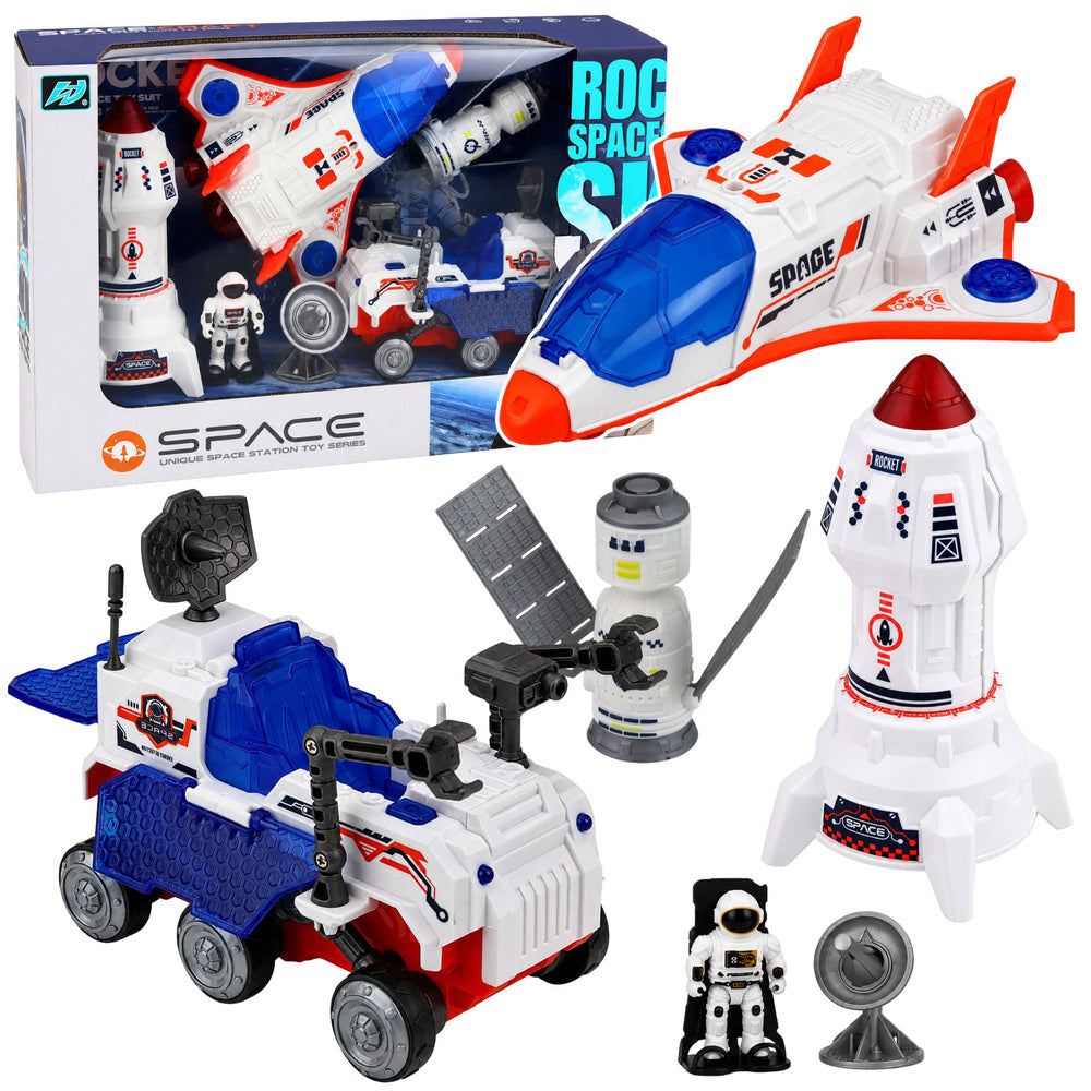 Space Shuttle rocket research vehicle cosmonaut satellite set
