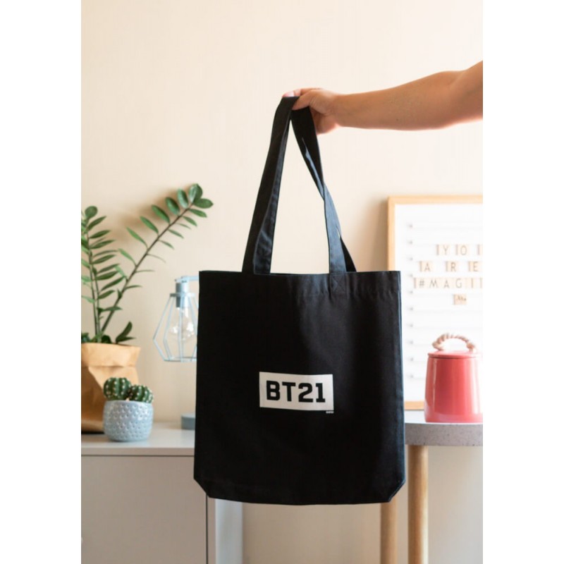 BT21 - Fabric shopping bag 28x40 cm (black)