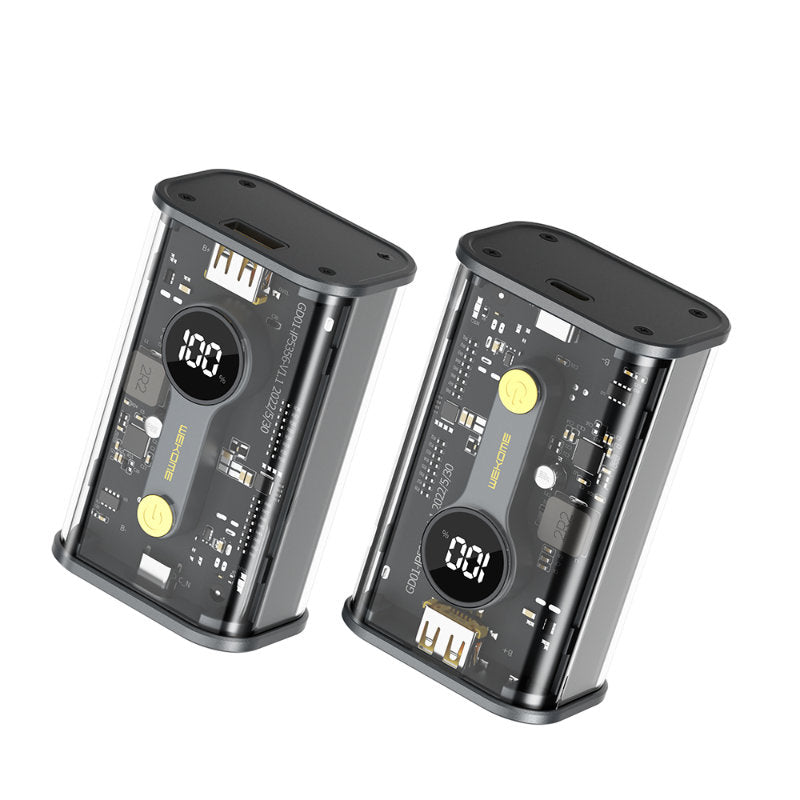 WEKOME WP-333 Vanguard Series - Power bank 10000 mAh Super charging PD 20W + QC 22.5W (black / transparent)