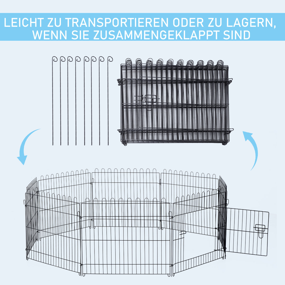 Puppy Playpen 8-Piece Puppy Enclosure with 8 Grid Panels, Door, Protective Tarp, Exercise Pen, 61cm High, Puppy (7)
