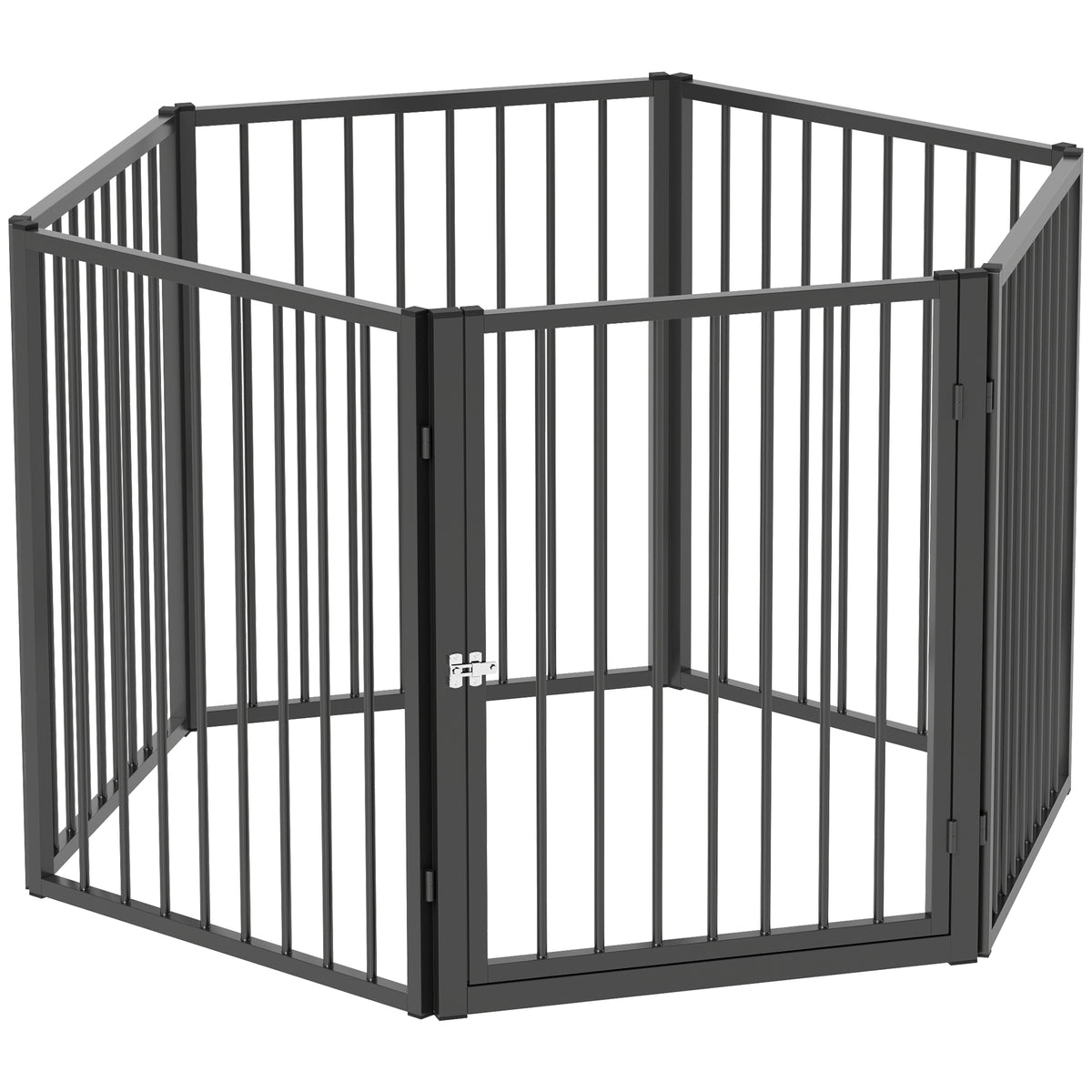 Puppy playpen, dog exercise pen, puppy enclosure, 6 panels with door, foldable and portable dog fence, steel
