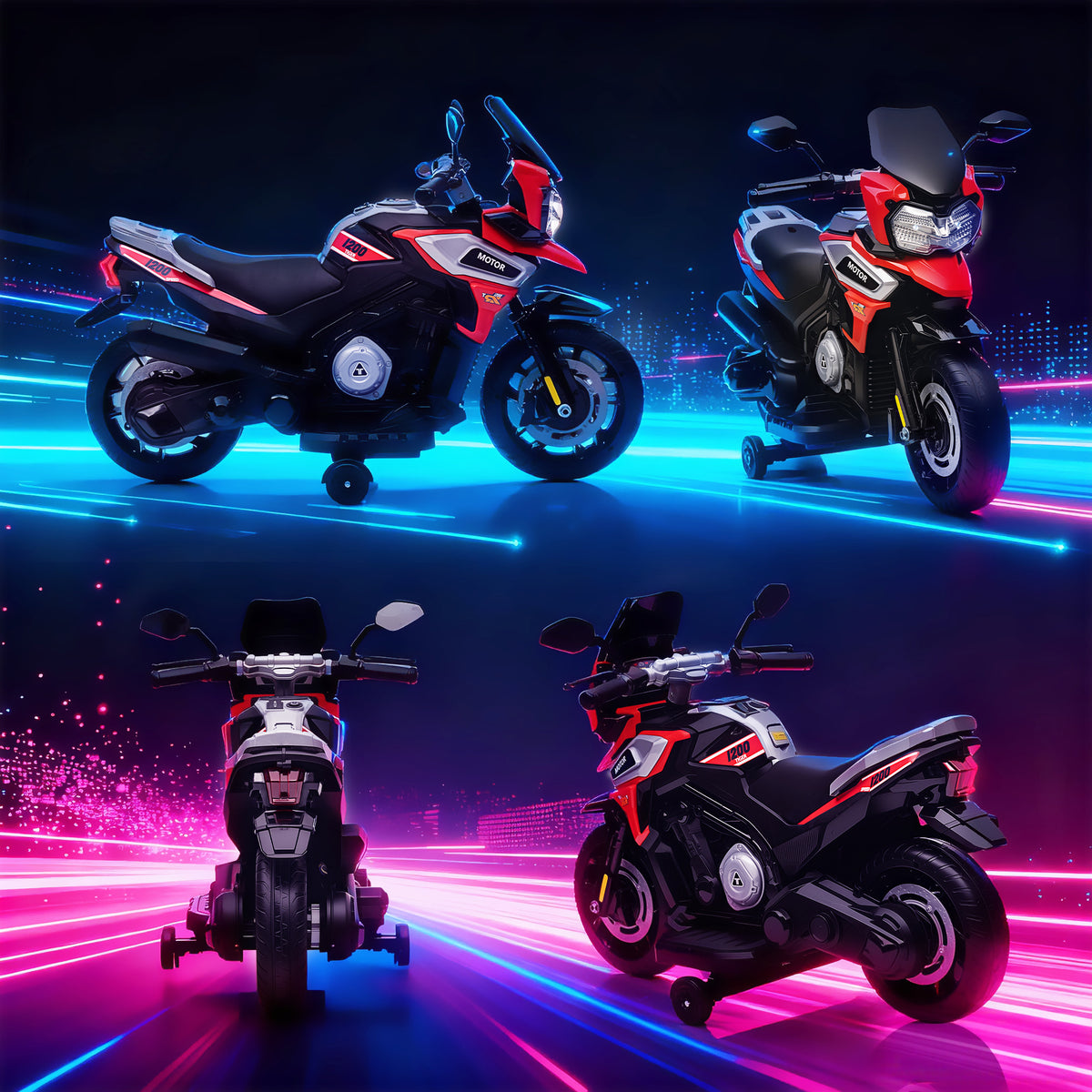 Electric motorcycle for children aged 18-36 months, ride-on vehicle, training wheels, lights, music, plastic (9)