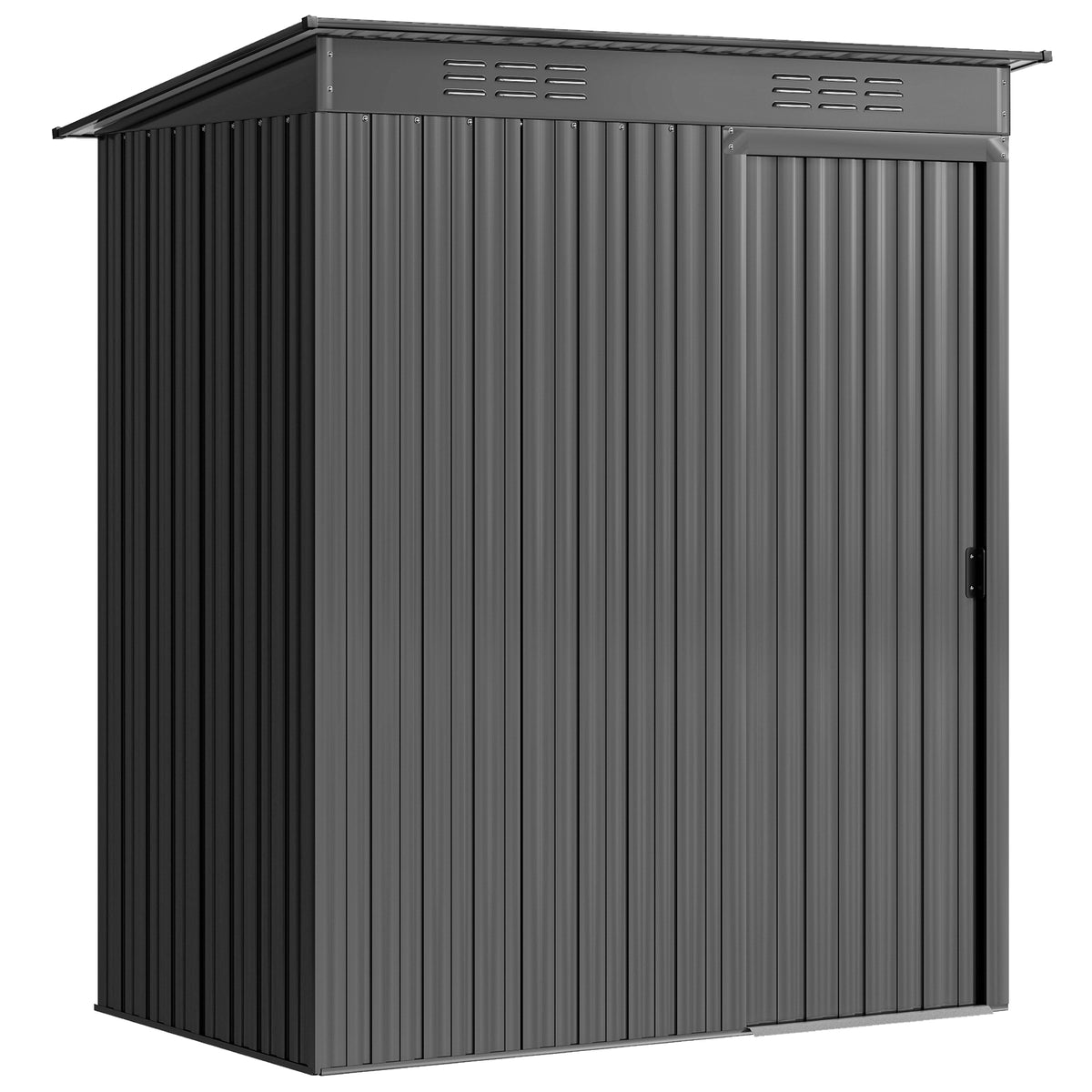 Metal Tool Shed 1.37 m², Garden Shed with Effortless Assembly, Pent Roof, Sliding Door, Vents, Gloves