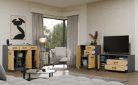 TV-Schrank SIMPLO 1D2S 2 Schubladen 1 Tür ANTHRAZIT EICHE ARTISAN – Produktabbildung 3